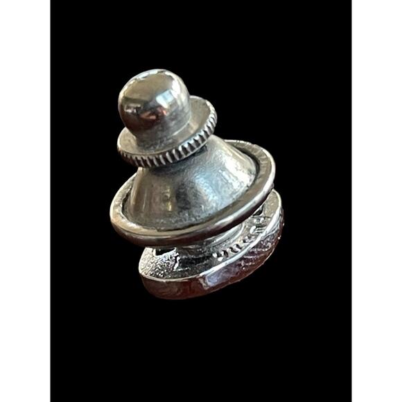 Vintage SWANK Tie Tack Tie Pin Chain Bar Silver Tone Oval With Etched Edge - Picture 3 of 4